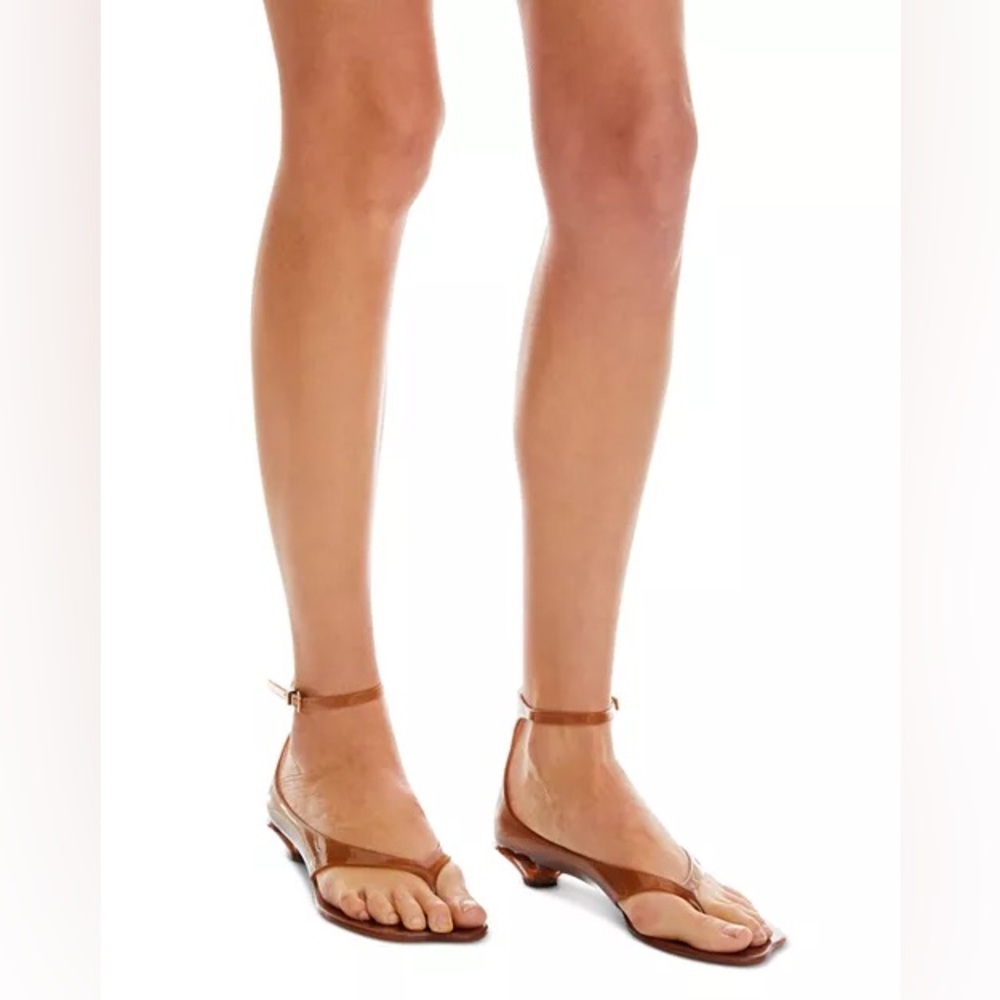 Chloe Brown Sandals Elegant Leather Straps - Picture 3 of 10